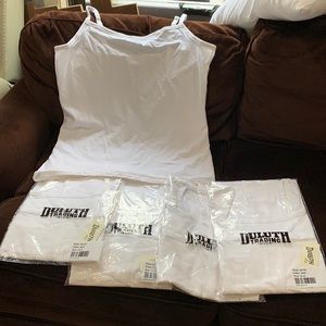 New! Five tank tops size XL. They are white.